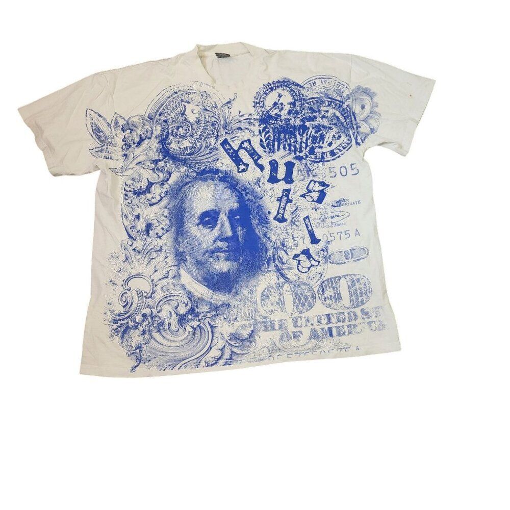 Vintage Y2K Benjamins Bling Hustla Hip Hop Tshirt Men Size 3XL Blue White